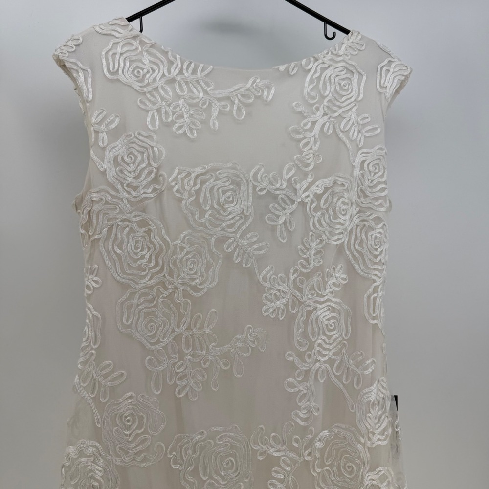 Onyx Nite Maxi Dress Womens 10 Ivory Floral Embroidery Godet Evening Gown Bridal - Picture 3 of 13